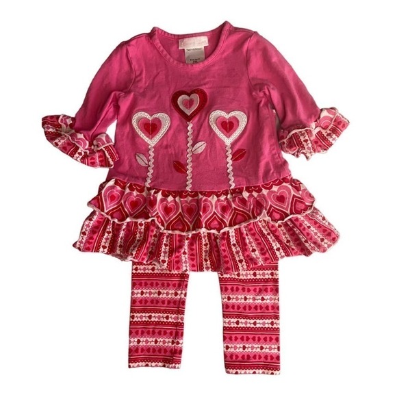 BONNIE Baby Pink Heart Matching Set Size 24 Months - Picture 1 of 5